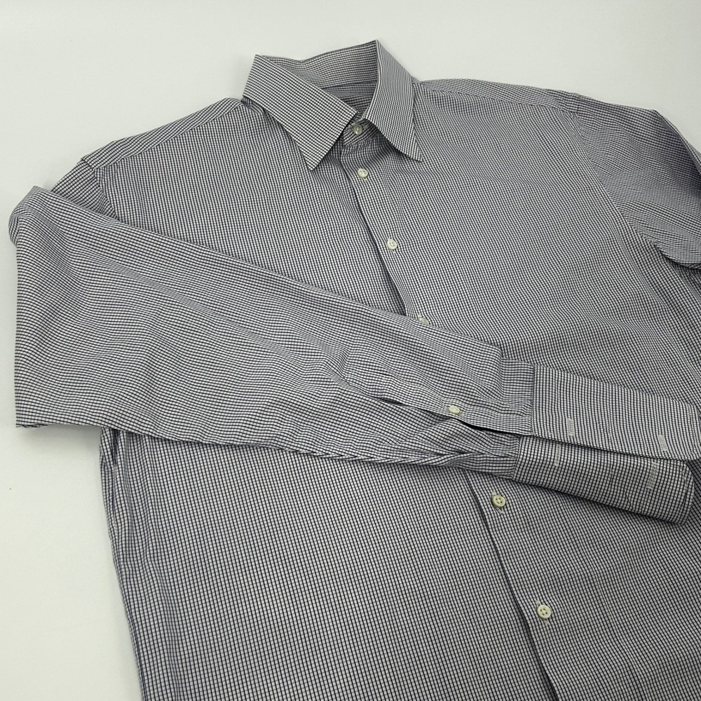 Armani Collezioni Dress Shirt Mens 16 1/2 42 White Purple Check French Cuff